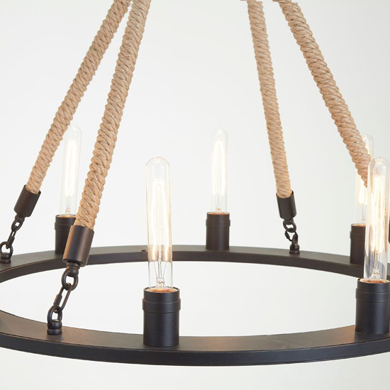 Hamel 8 Bulbs Chandelier Ceiling Light In Natural And Black