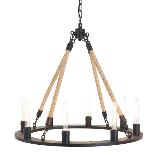 Hamel 8 Bulbs Chandelier Ceiling Light In Natural And Black