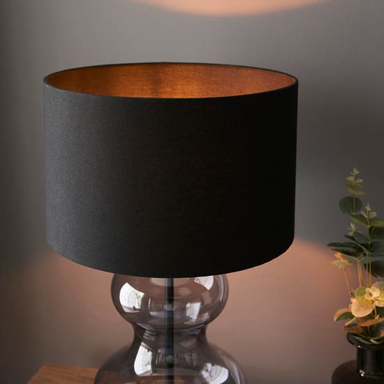 Hamel Black Shade Touch Table Lamp In Shaped Glass Base_5