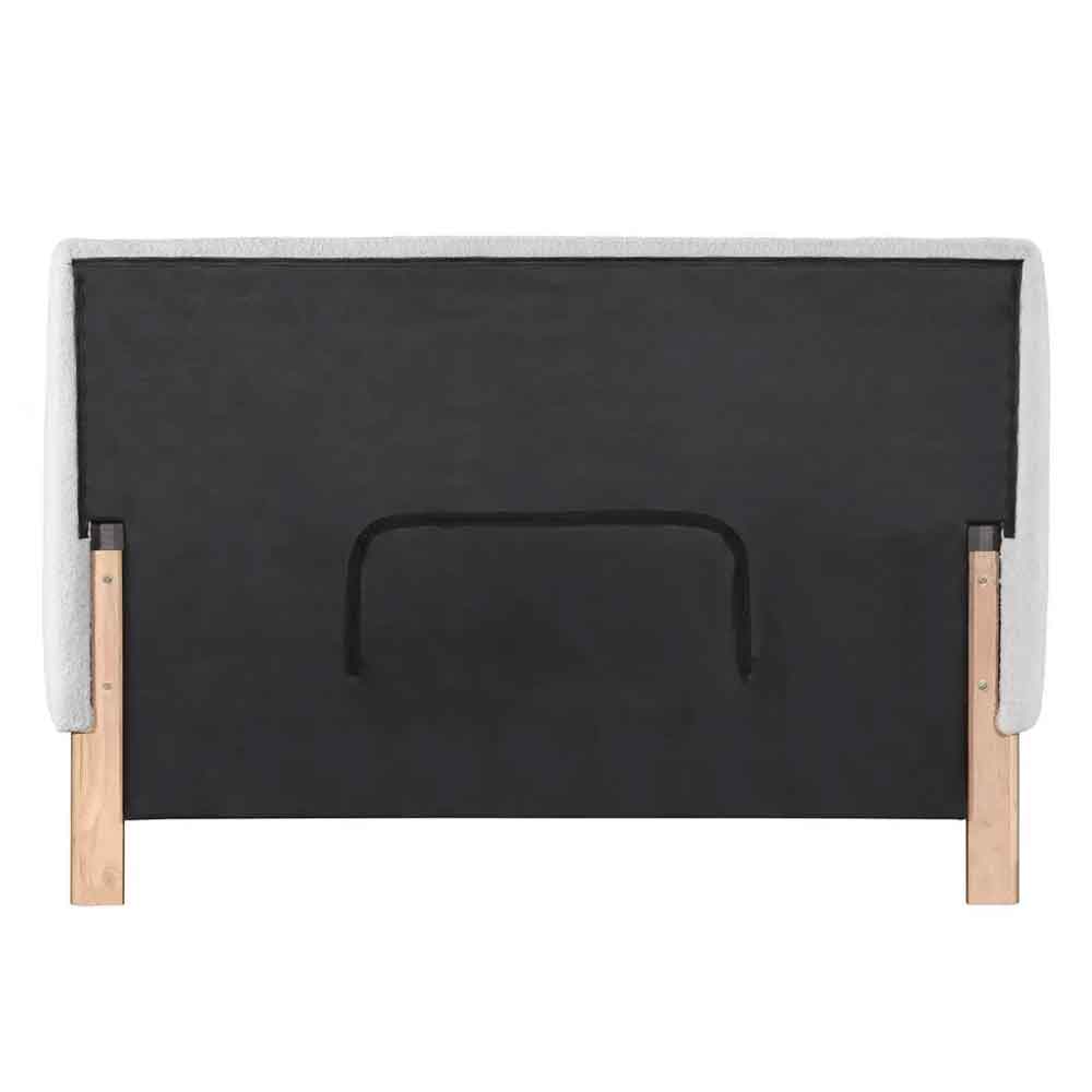 Hamel Fabric Double Bed With Wooden Frame in White and Oak