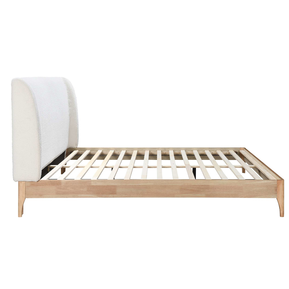 Hamel Fabric King Size Bed With Wooden Frame In White And Oak