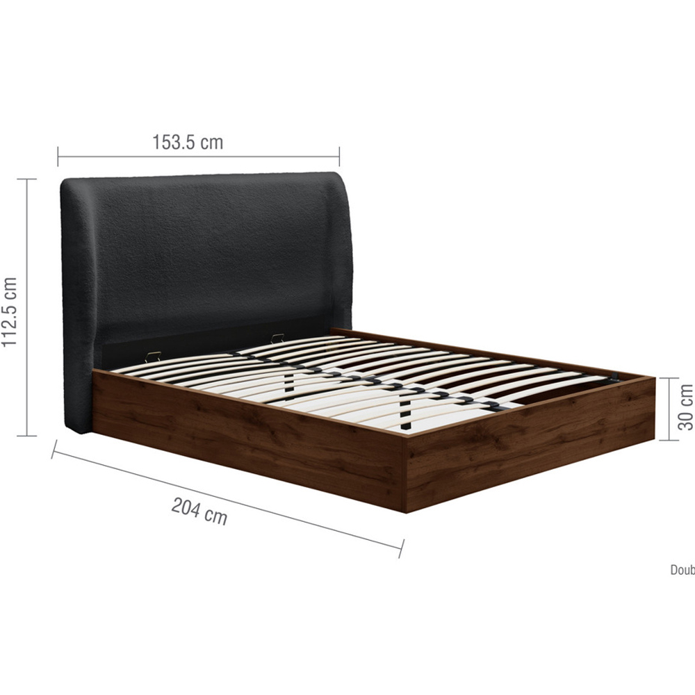 Hamel Fabric Ottoman Storage Double Bed With Wooden Frame In Grey