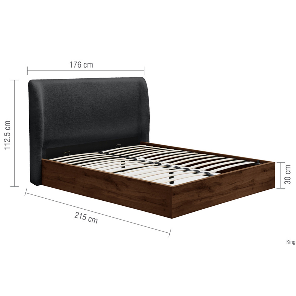 Hamel Fabric Ottoman Storage King Size Bed With Wooden Frame In Grey