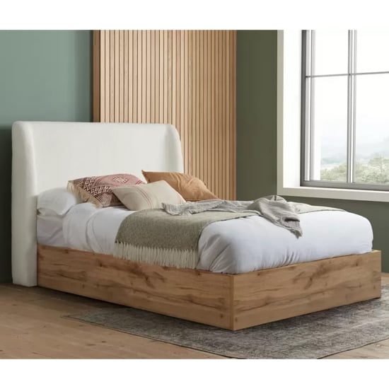 Read more about Hamel ottoman fabric double bed in white