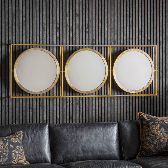 Product photograph of Hamel Wall Mirror In Brass Iron Frame from Furniture in Fashion