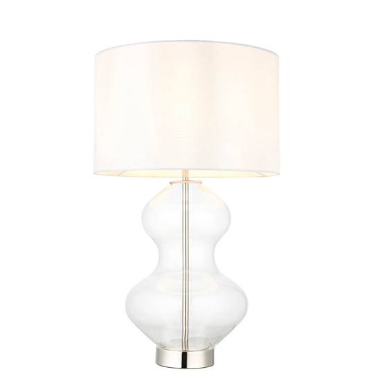 Hamel White Shade Touch Table Lamp With Shaped Glass Base