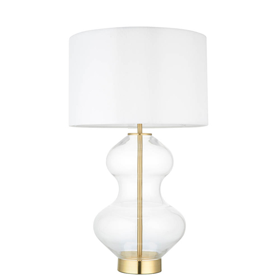Hamel White Shade Touch Table Lamp With Shaped Glass Base