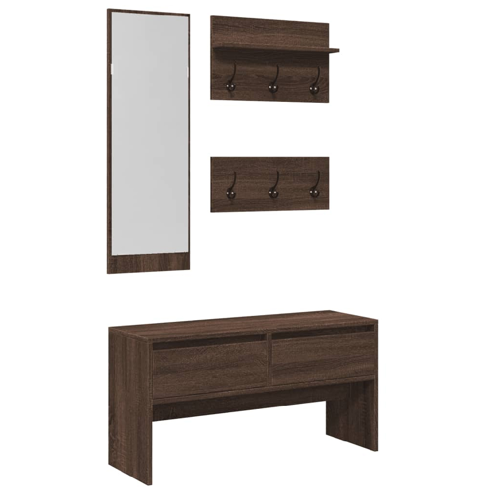 Hamel Wooden 4 Piece Hallway Furniture Set In Brown Oak