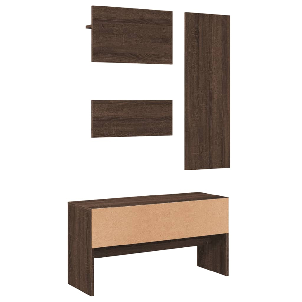 Hamel Wooden 4 Piece Hallway Furniture Set In Brown Oak