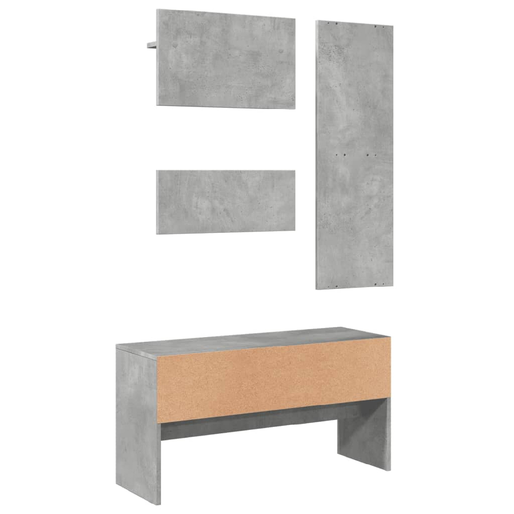 Hamel Wooden 4 Piece Hallway Furniture Set In Concrete Grey