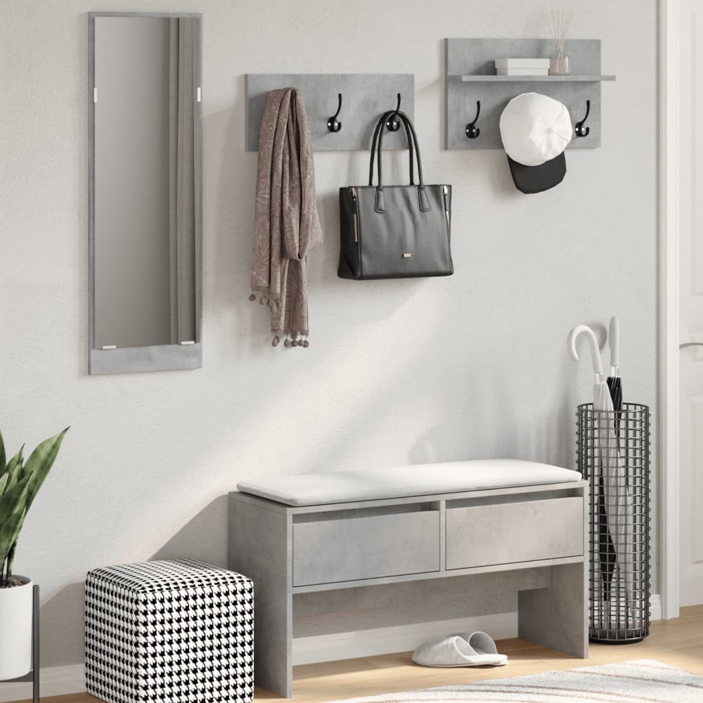 Read more about Hamel wooden 4 piece hallway furniture set in concrete grey