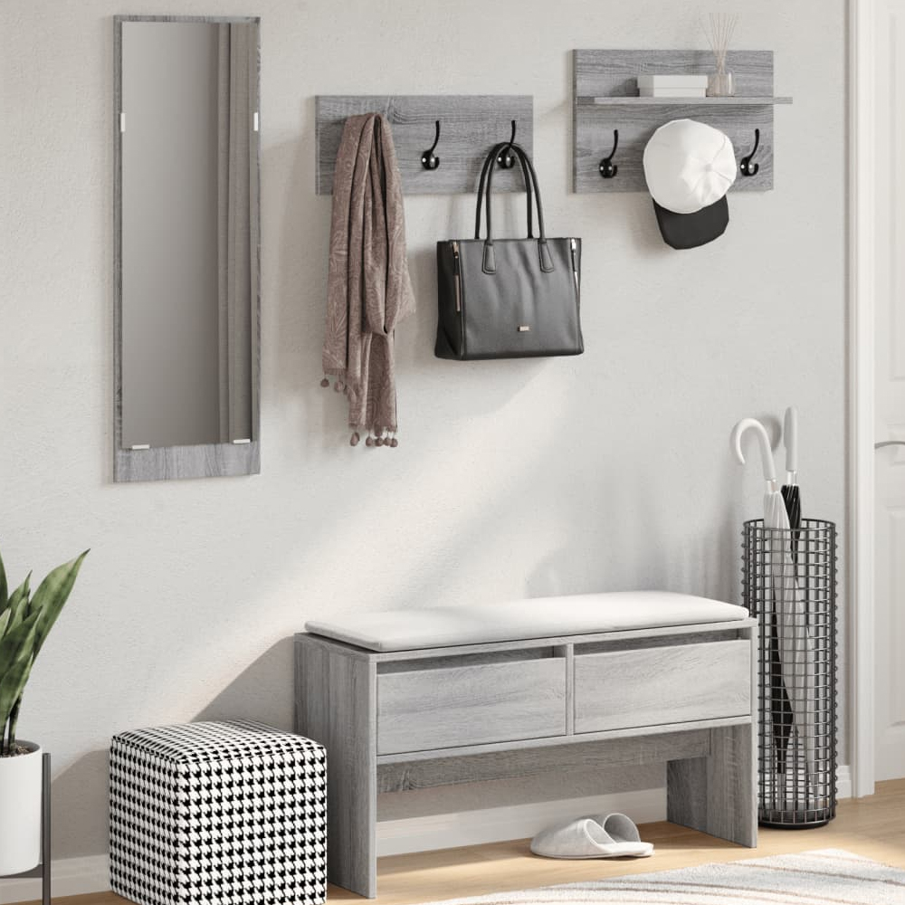 Read more about Hamel wooden 4 piece hallway furniture set in grey sonoma