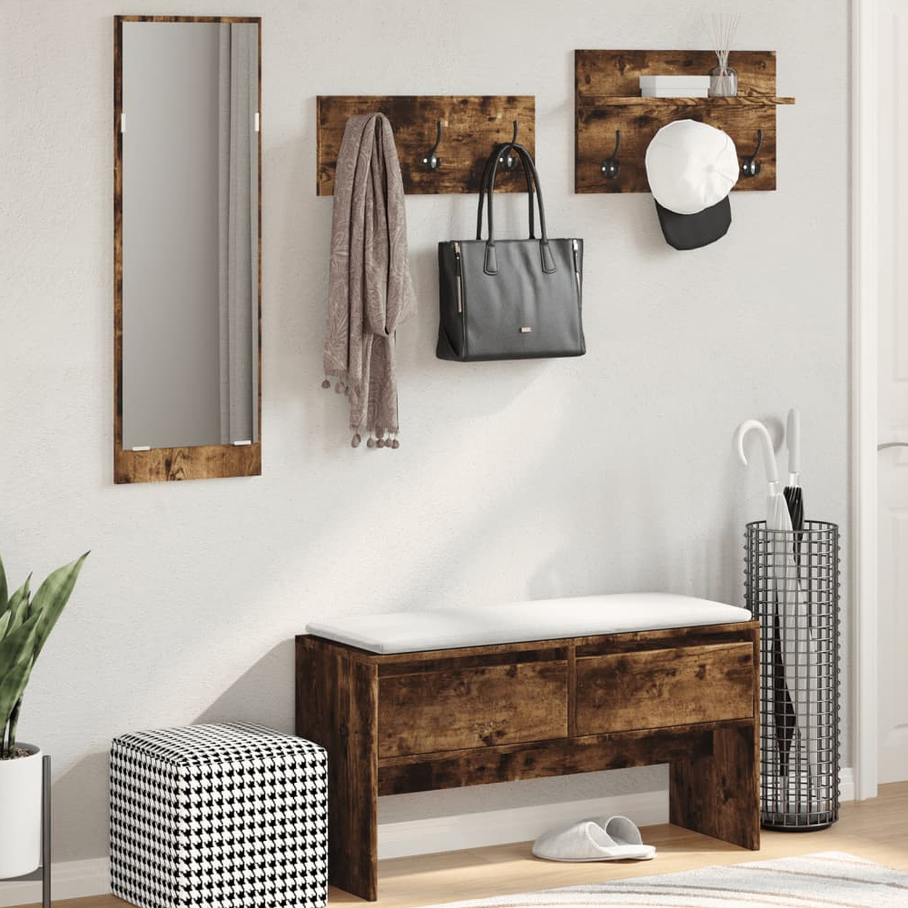 Read more about Hamel wooden 4 piece hallway furniture set in smoked oak