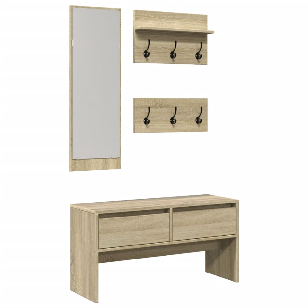 Hamel Wooden 4 Piece Hallway Furniture Set In Sonoma Oak