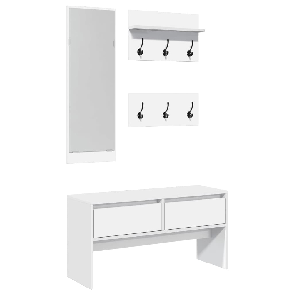 Hamel Wooden 4 Piece Hallway Furniture Set In White