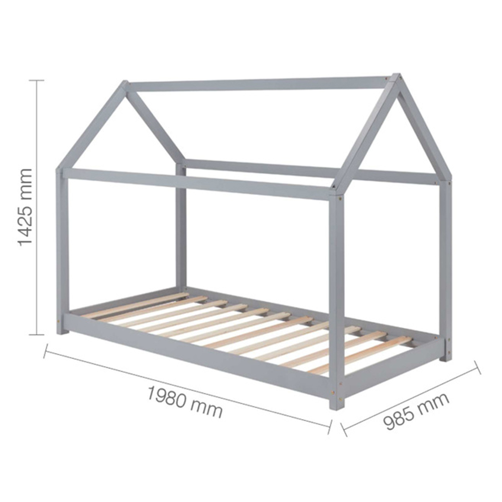 Hamel Wooden Single House Bed In Grey