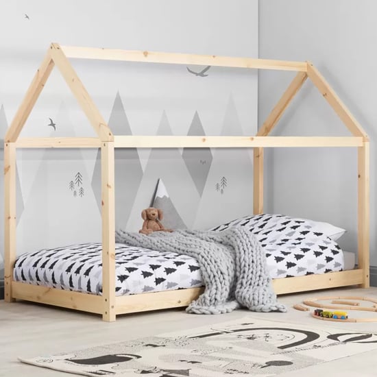 Hamel Wooden Single House Bed In Natural