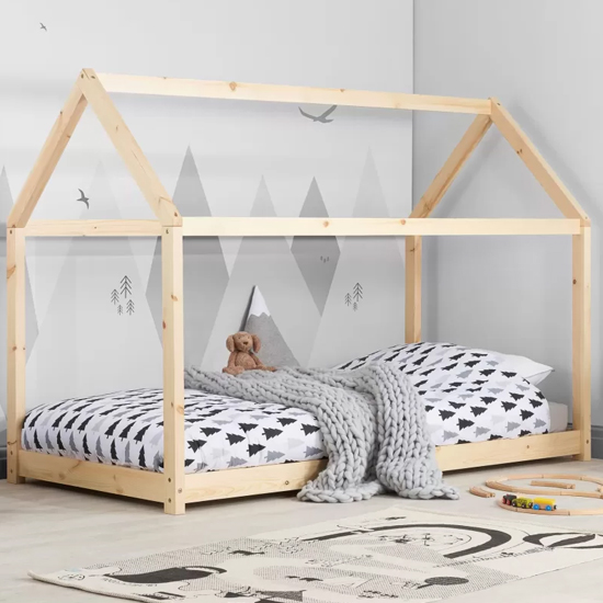 Read more about Hamel wooden single house bed in natural