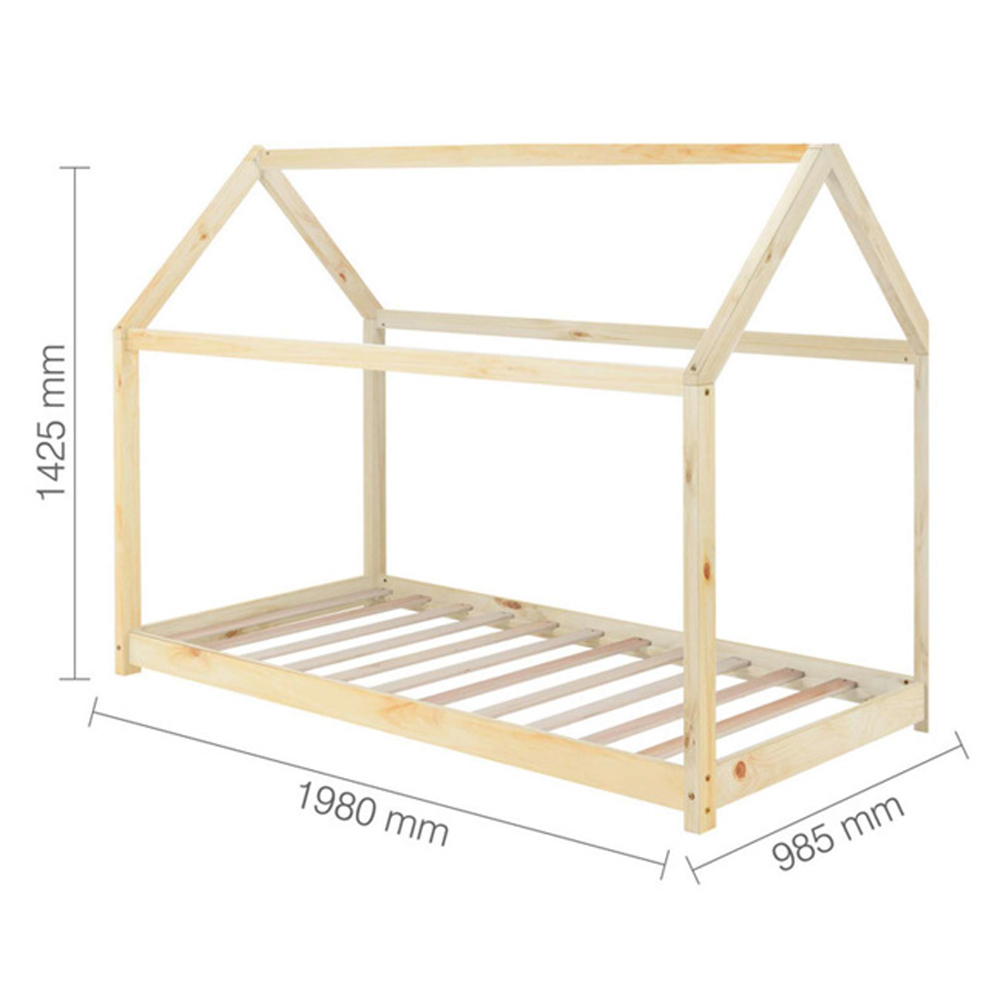 Hamel Wooden Single House Bed In Natural