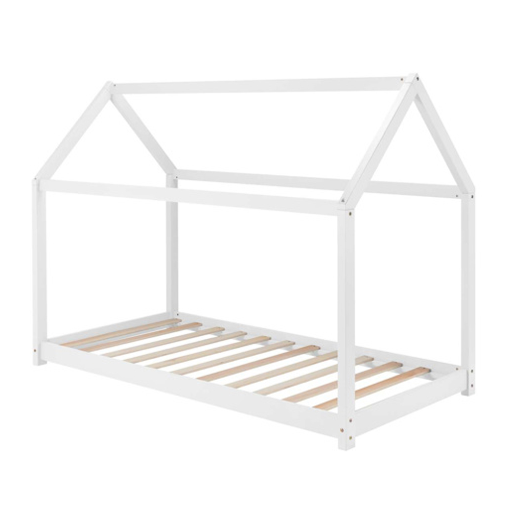 Hamel Wooden Single House Bed In White