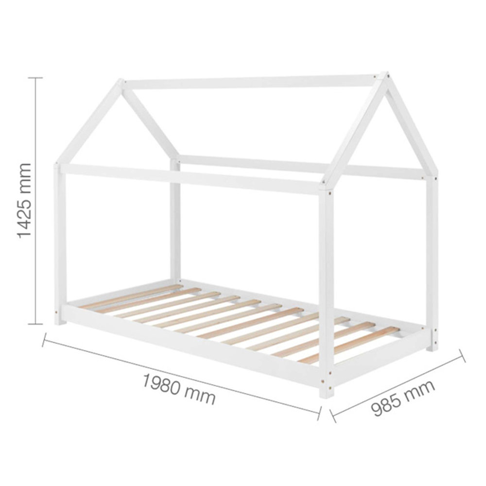 Hamel Wooden Single House Bed In White