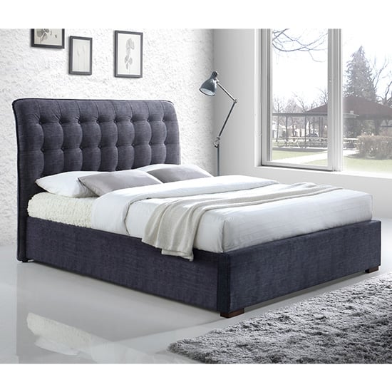 Hamilton Fabric Upholstered Double Bed In Dark Grey