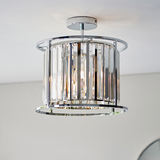 Product photograph of Hamilton 3 Lights Clear Crystals Flush Ceiling Light In Chrome from Furniture in Fashion