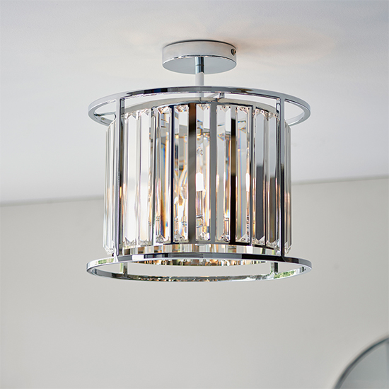 Hamilton 3 Lights Clear Crystals Flush Ceiling Light In Chrome