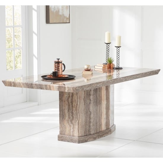 Hamlet 160cm High Gloss Marble Dining Table In Brown