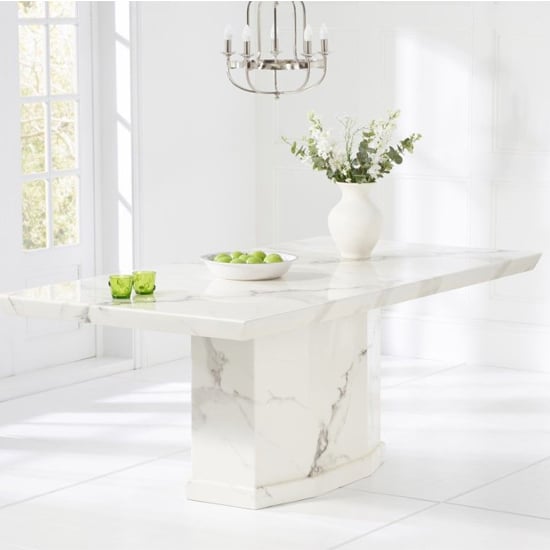 Hamlet 160cm High Gloss Marble Dining Table In White