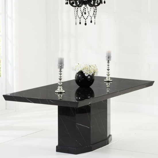 Hamlet 200cm High Gloss Marble Dining Table In Black_1