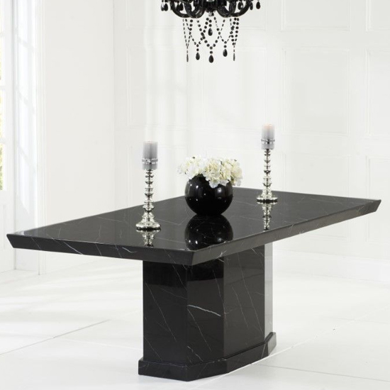 Hamlet 200cm high gloss marble dining table in black £1,289.95 go