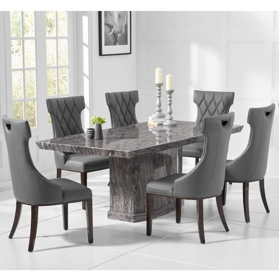 View Hamlet marble small grey dining table with four tybrook chairs