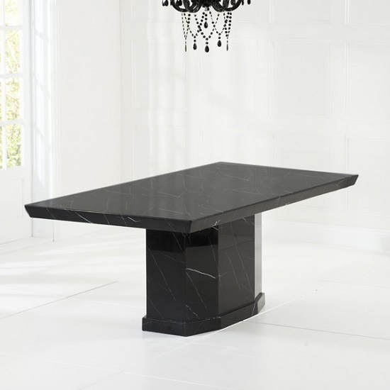Hamlet 200cm Marble Dining Table In Black With 6 Allie Chairs_3