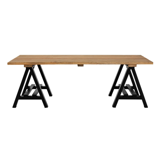 Hampro Wooden Coffee Table With Black Metal Legs In Natural Furniture in Fashion