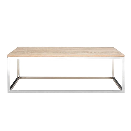 Read more about Hampro wooden coffee table with silver frame in natural