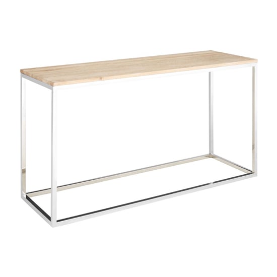 Hampro Wooden Console Table With Silver Frame In Natural