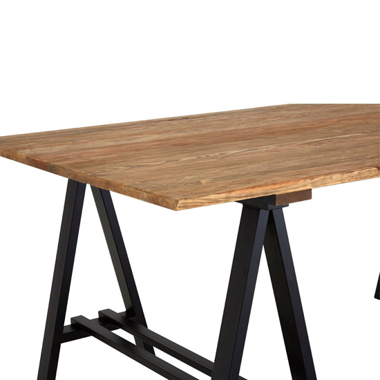 Hampro Wooden Dining Table With Black Metal Legs In Natural Furniture