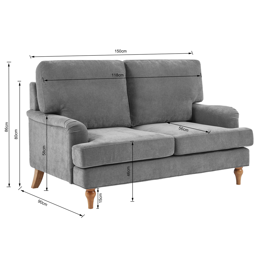 Hampshire Fabric 2 Seater Sofa In Grey