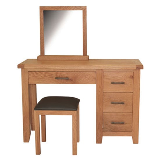 Hampshire Wooden 3PC Dressing Table Set In Oak
