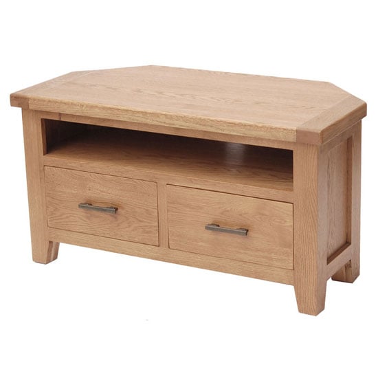 Photo of Hampshire wooden corner tv unit in oak