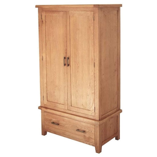 Hampshire Wooden Double Door Wardrobe In Oak With 1 Drawer