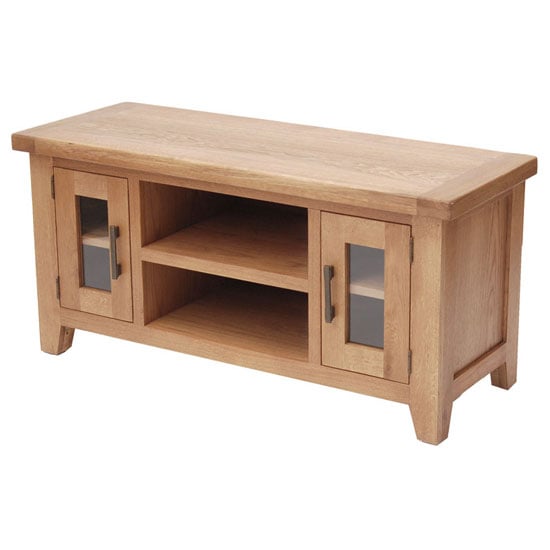 Photo of Hampshire wooden large tv unit in oak