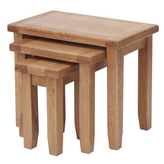 Photo of Hampshire wooden set of 3 nesting tables in oak