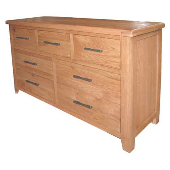 Product photograph of Hampshire Wooden Wide Chest Of Drawer In Oak With 7 Drawer from Furniture in Fashion