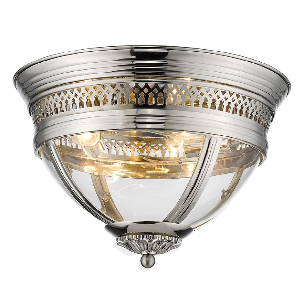 Read more about Hampstead clear glass shade ceiling flush light in nickel