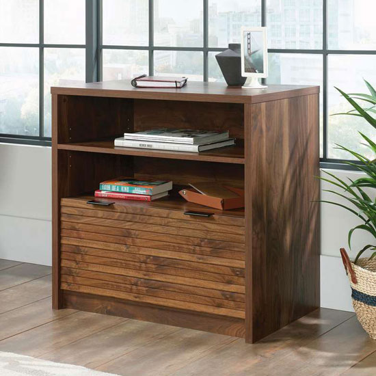 Photo of Hampstead park wooden short bookcase in grand walnut