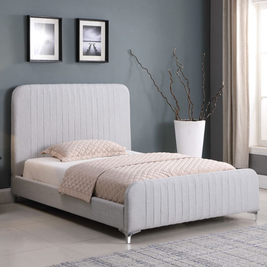 Hampton Fabric King Size Bed In Light Grey Sale