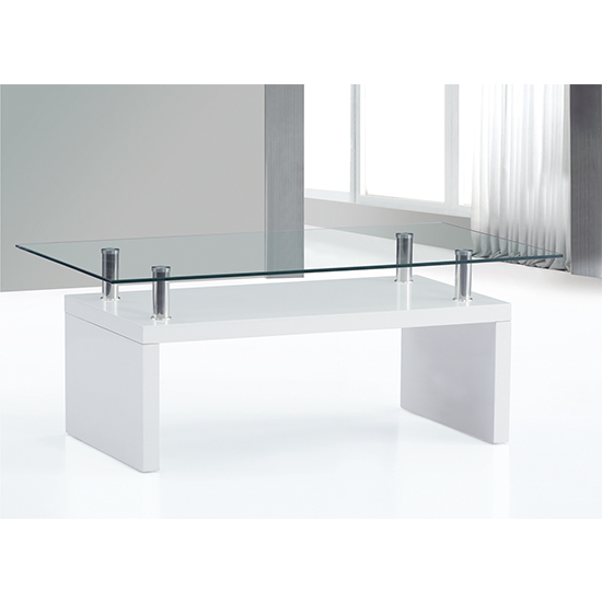 Read more about Harita clear glass top coffee table with white high gloss base