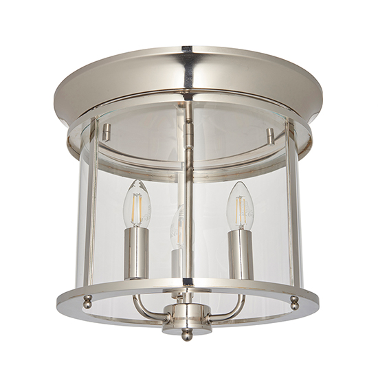 Hampworth 3 Lights Clear Glass Ceiling Light In Bright Nickel